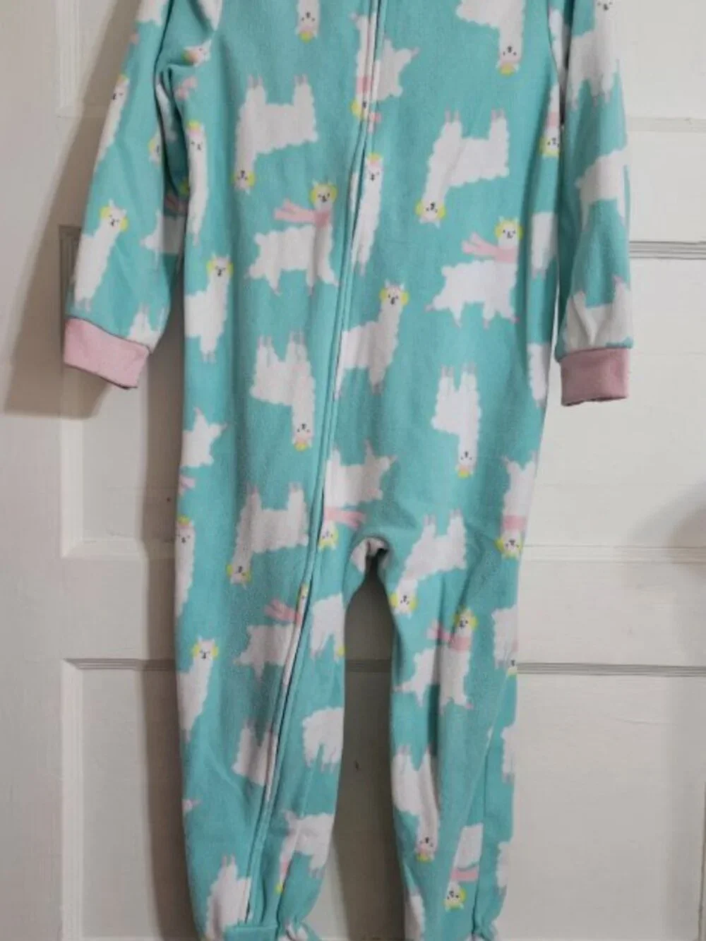 CARTER'S Llama Sheep Print One Piece Fleece Blanket Sleeper Pajamas Girls 4T